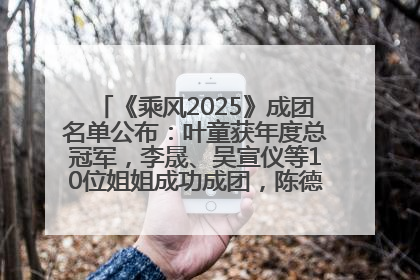 《乘风2025》成团名单公布：叶童获年度总冠军，李晟、吴宣仪等10位姐姐成功成团，陈德容获年度高光人物
