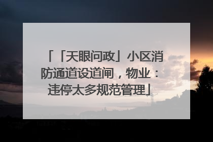 「天眼问政」小区消防通道设道闸，物业：违停太多规范管理