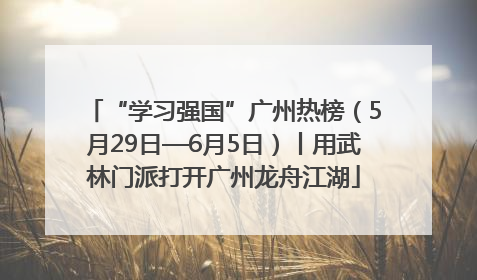 “学习强国”广州热榜（5月29日—6月5日）丨用武林门派打开广州龙舟江湖
