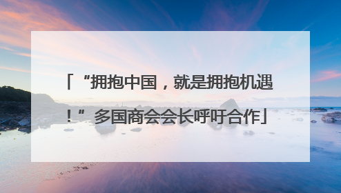 “拥抱中国，就是拥抱机遇！”多国商会会长呼吁合作
