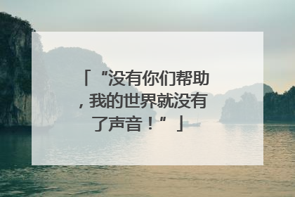 “没有你们帮助，我的世界就没有了声音！”