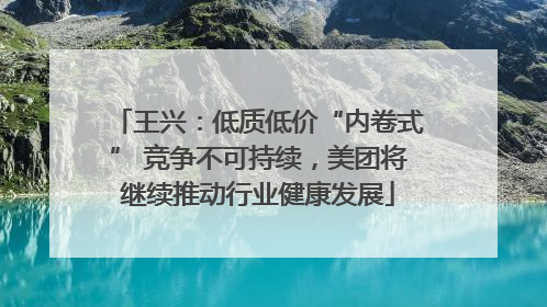 王兴：低质低价“内卷式” 竞争不可持续，美团将继续推动行业健康发展