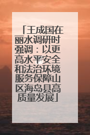 王成国在丽水调研时强调：以更高水平安全和法治环境服务保障山区海岛县高质量发展