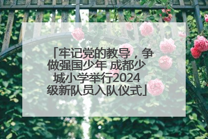 牢记党的教导，争做强国少年 成都少城小学举行2024级新队员入队仪式