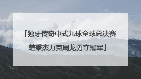 独牙传奇中式九球全球总决赛 楚秉杰力克周龙勇夺冠军