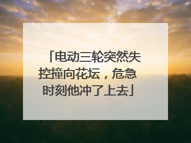电动三轮突然失控撞向花坛，危急时刻他冲了上去