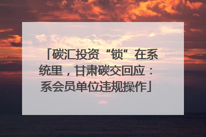 碳汇投资“锁”在系统里，甘肃碳交回应：系会员单位违规操作