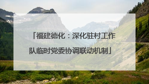福建德化：深化驻村工作队临时党委协调联动机制