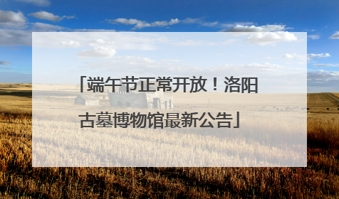 端午节正常开放！洛阳古墓博物馆最新公告