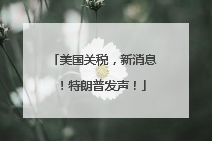 美国关税，新消息！特朗普发声！