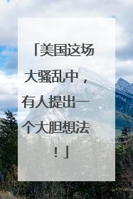 美国这场大骚乱中，有人提出一个大胆想法！