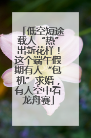 低空短途载人“热”出新花样！这个端午假期有人“包机”求婚，有人空中看龙舟赛