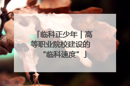 临科正少年｜高等职业院校建设的“临科速度”