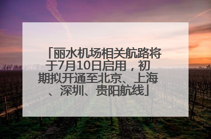 丽水机场相关航路将于7月10日启用，初期拟开通至北京、上海、深圳、贵阳航线