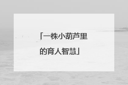一株小葫芦里的育人智慧