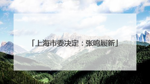 上海市委决定：张鸣履新