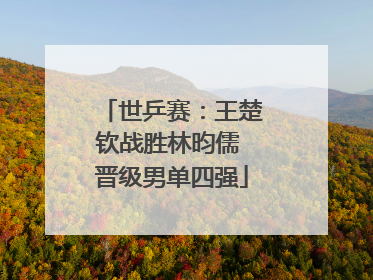 世乒赛：王楚钦战胜林昀儒 晋级男单四强