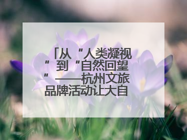 从“人类凝视”到“自然回望”——杭州文旅品牌活动让大自然“发声”