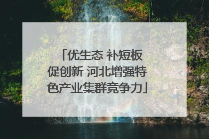 优生态 补短板 促创新 河北增强特色产业集群竞争力