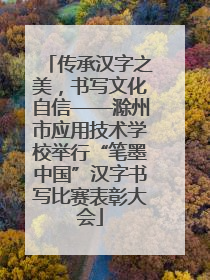 传承汉字之美，书写文化自信——滁州市应用技术学校举行“笔墨中国”汉字书写比赛表彰大会