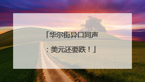 华尔街异口同声：美元还要跌！