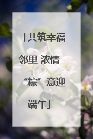 共筑幸福邻里 浓情“粽”意迎端午
