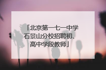 北京第一七一中学石景山分校招聘初、高中学段教师