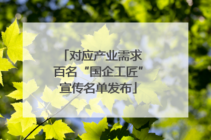 对应产业需求 百名“国企工匠”宣传名单发布