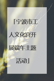 宁波市工人文化宫开展端午主题活动
