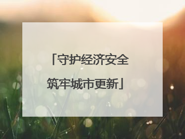 守护经济安全 筑牢城市更新