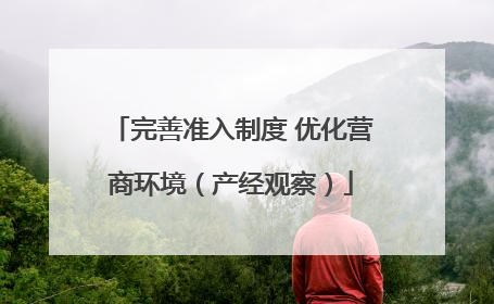 完善准入制度 优化营商环境（产经观察）