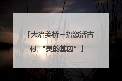 大冶姜桥三招激活古村 “灵韵基因”