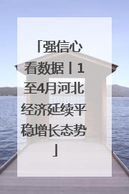 强信心 看数据丨1至4月河北经济延续平稳增长态势