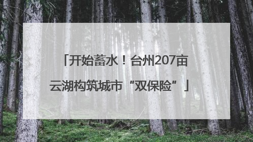 开始蓄水！台州207亩云湖构筑城市“双保险”