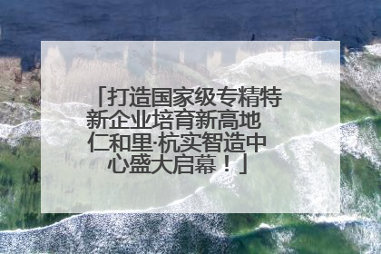 打造国家级专精特新企业培育新高地 仁和里·杭实智造中心盛大启幕！