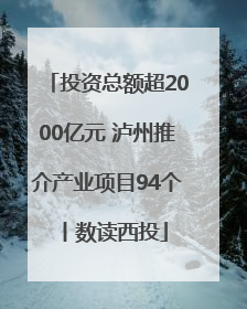 投资总额超2000亿元 泸州推介产业项目94个丨数读西投