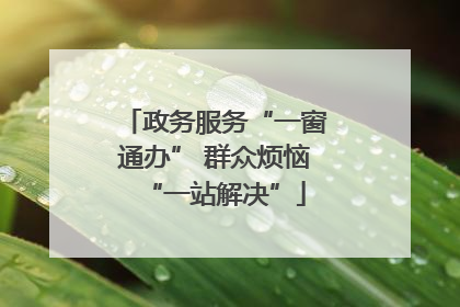 政务服务“一窗通办” 群众烦恼“一站解决”