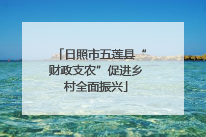 日照市五莲县“财政支农”促进乡村全面振兴