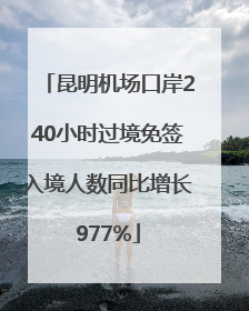 昆明机场口岸240小时过境免签入境人数同比增长977%