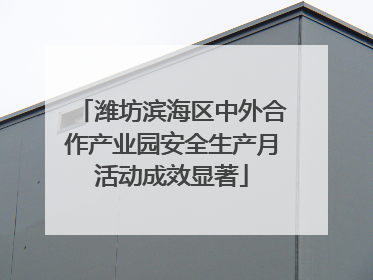 潍坊滨海区中外合作产业园安全生产月活动成效显著