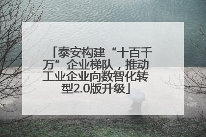 泰安构建“十百千万”企业梯队，推动工业企业向数智化转型2.0版升级