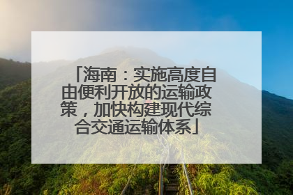 海南：实施高度自由便利开放的运输政策，加快构建现代综合交通运输体系