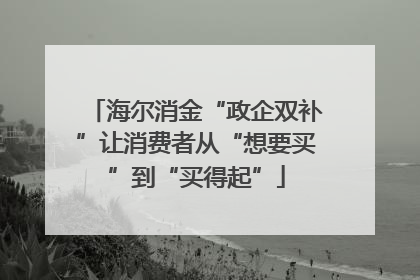 海尔消金“政企双补”让消费者从“想要买”到“买得起”