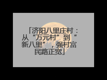 济阳八里庄村：从“万元村”到“新八里”，强村富民路正宽