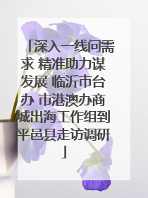 深入一线问需求 精准助力谋发展 临沂市台办 市港澳办商城出海工作组到平邑县走访调研