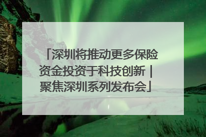 深圳将推动更多保险资金投资于科技创新｜聚焦深圳系列发布会