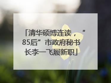 清华硕博连读，“85后”市政府秘书长李一飞履新职