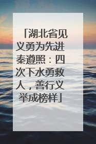 湖北省见义勇为先进秦遵照：四次下水勇救人，善行义举成榜样