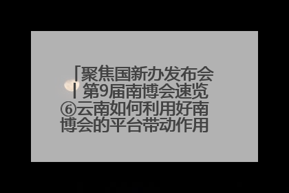 聚焦国新办发布会丨第9届南博会速览⑥云南如何利用好南博会的平台带动作用，深化与南亚国家的交流与合作？