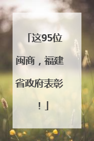这95位闽商，福建省政府表彰！